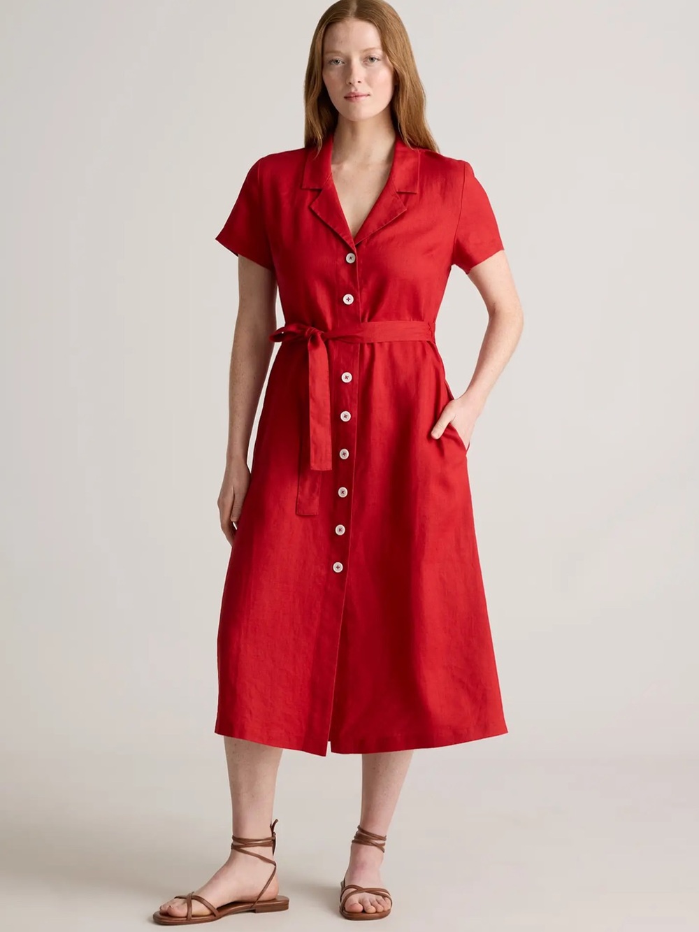 Quince 100% European Linen Button Front Dress Chile XL